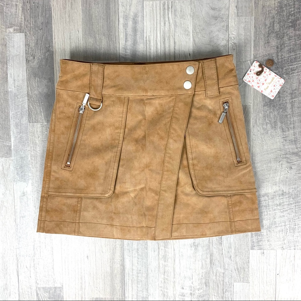 Free People Carson Utility Faux Leather Wrap Skirt - Picture 1 of 13